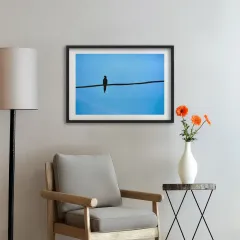 Tel Üzerinde Kuş Silüeti Posteri