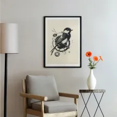Endüstriyel Kuş İllüstrasyonu Poster