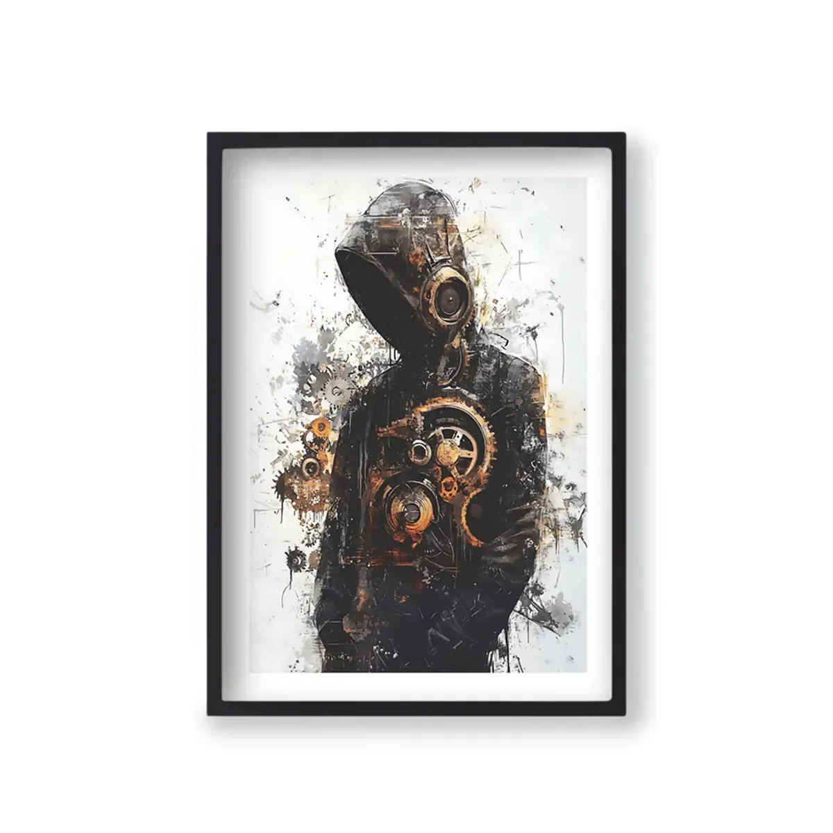 Kapüşonlu Figür ve Dişliler Poster