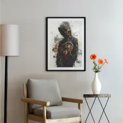 Kapüşonlu Figür ve Dişliler Poster
