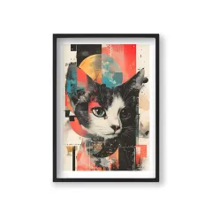 Soyut Kedi Portresi Poster