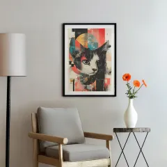 Soyut Kedi Portresi Poster