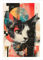 Soyut Kedi Portresi Poster