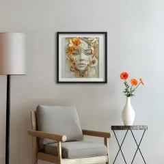 Çiçekli Kadın Portresi Poster