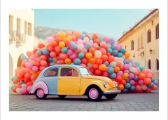 Renkli Vosvos ve Balonlar Posteri